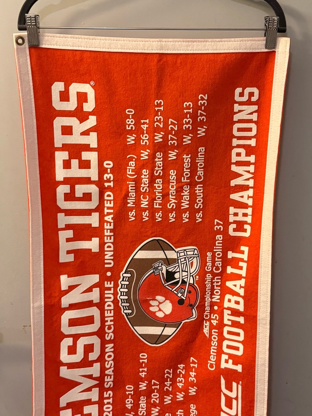 Clemson Tigers Banner Flag Lot 2 2015 ACC Champions & University Felt USA Made